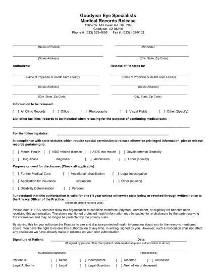 Sc Fillable Hipaa Release Form Printable Forms Free Online