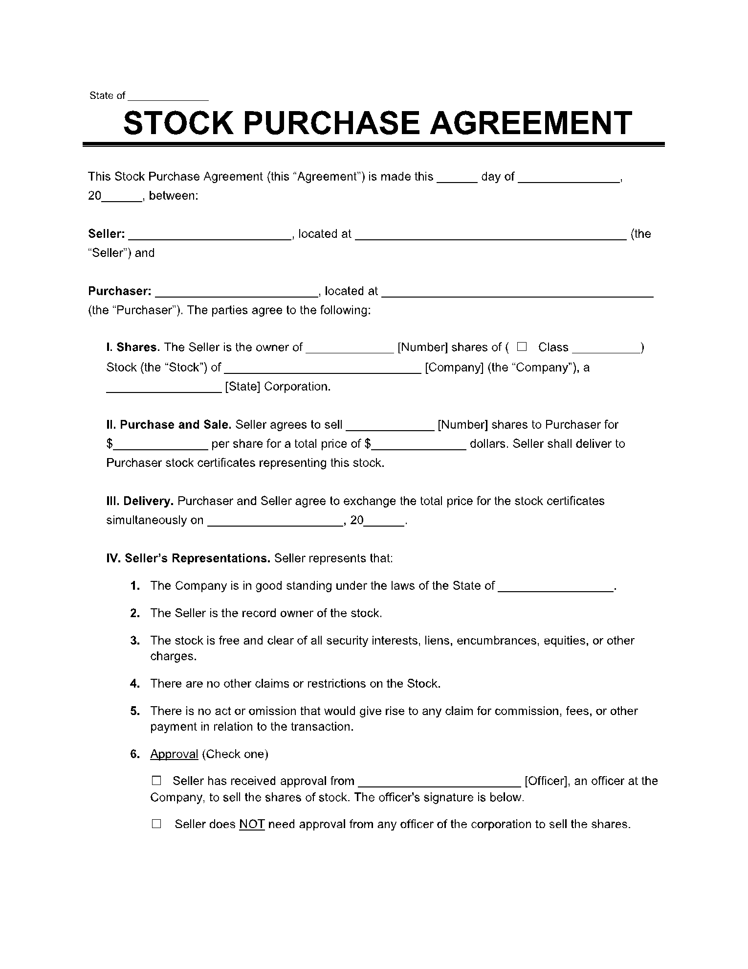 Stock Purchase Agreement Template Updated 2021 CocoDoc