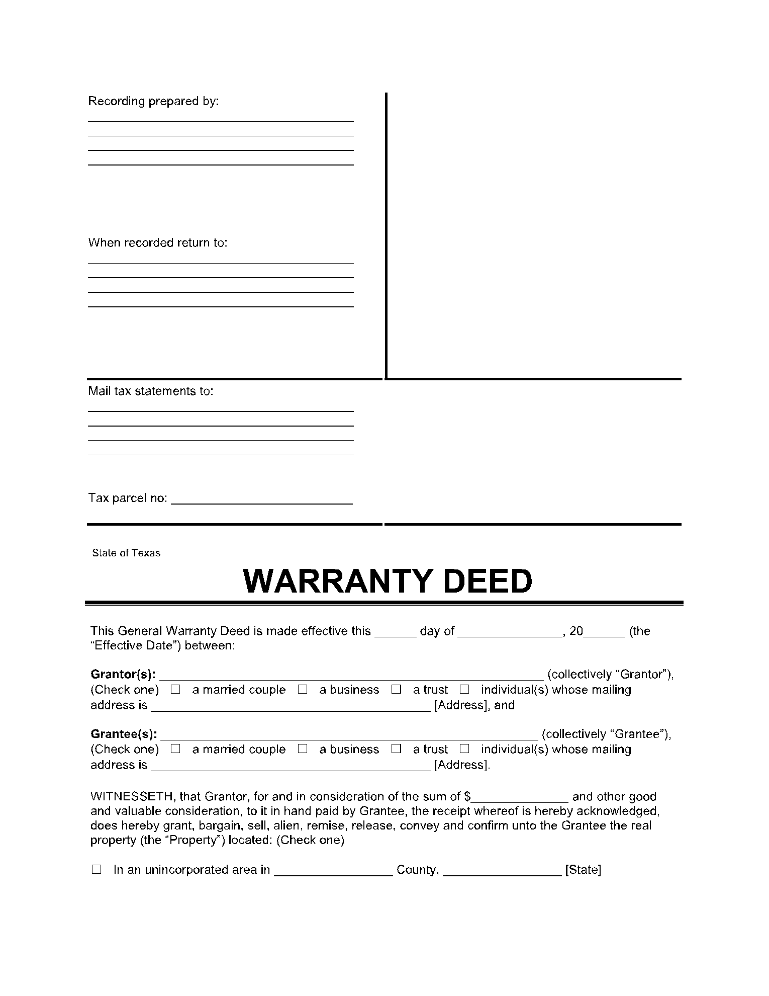 General Warranty Deed Texas FREE Templates CocoDoc