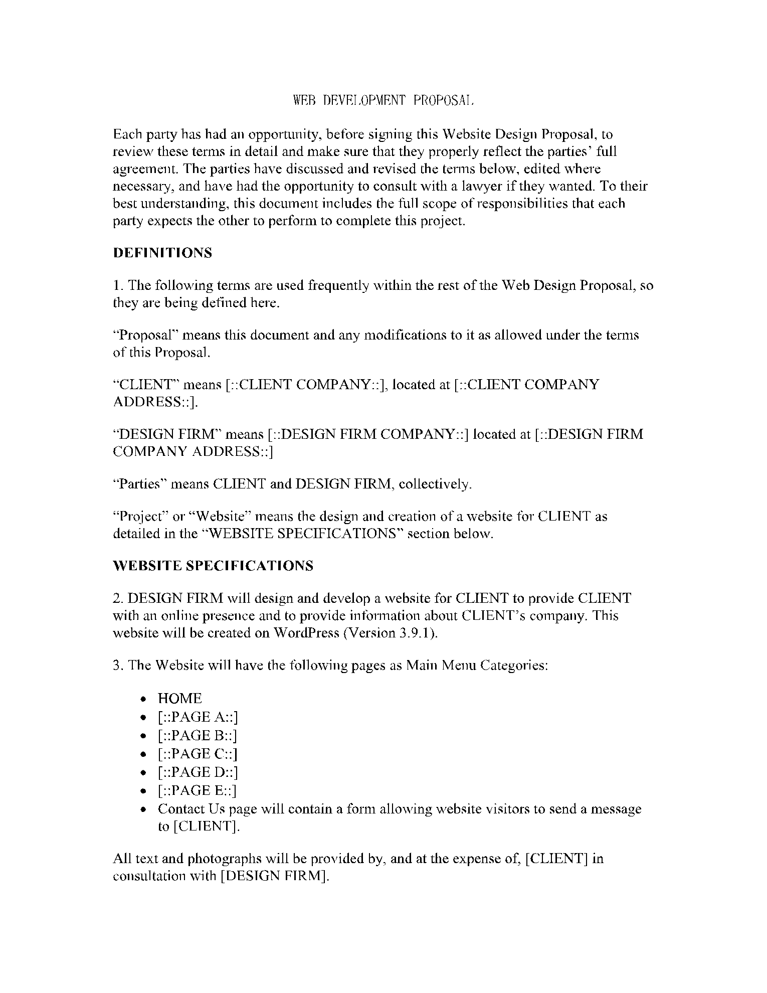  Website Development Proposal Template Free Sample