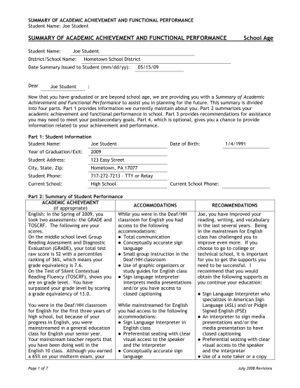 100073158-summary-of-academic-achievement-and-functional-performance-student-name-joe-student-summary-of-academic-achievement-and-functional-performance-student-name-joe-student-districtschool-name-hometown-school-district-date-summary-issued-t