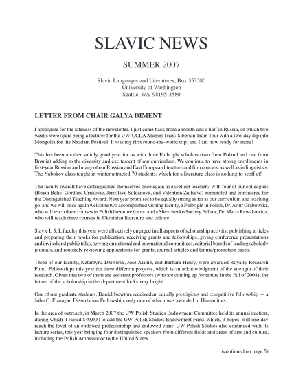 100142557-slavic-news-summer-2007-slavic-languages-and-literatures-box-353580-university-of-washington-seattle-wa-98195-3580-letter-from-chair-galya-diment-i-apologize-for-the-lateness-of-the-newsletter-slavic-washington