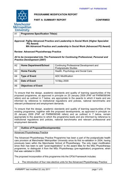100903158-parmrpt-ref-parm08046-programme-modification-report-part-a-summary-report-confirmed-programme-specification-titles-a1-approval-pgdip-advanced-practice-and-leadership-in-social-work-higher-specialist-pq-award-ma-advanced-practice