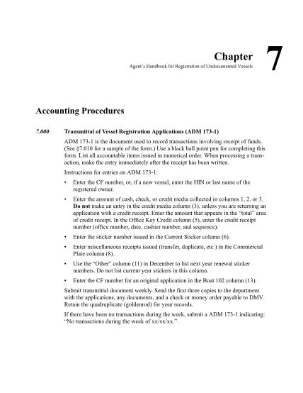 101104281-agents-handbook-for-registration-of-undocumented-vessels-chapter-7-accounting-procedures-index-ready-this-chapter-provides-an-overview-of-the-transmittal-form-submitted-by-vessel-agents-when-submitting-applications-for-registration-dm