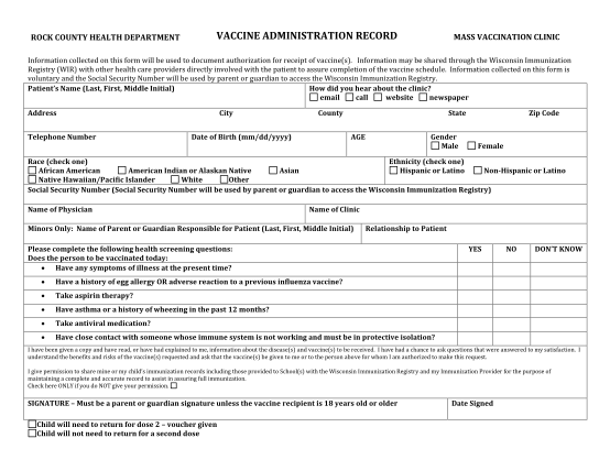 101284226-rock-county-health-department-vaccine-administration-record-mass-vaccination-clinic-information-collected-on-this-form-will-be-used-to-document-authorization-for-receipt-of-vaccines-clinton-k12-wi