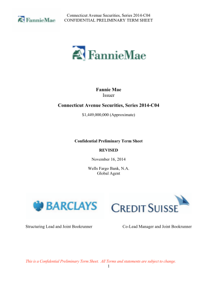 101413081-fannie-mae-connecticut-avenue-securities-series-2014-c04-term-sheet-fannie-mae-connecticut-avenue-securities-series-2014-c04-term-sheet