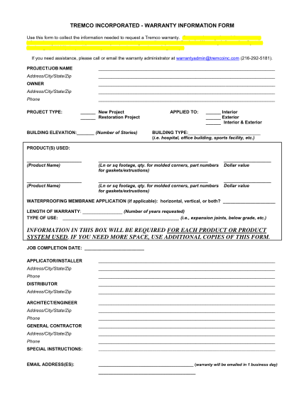 101510749-tremco-incorporated-warranty-request-form