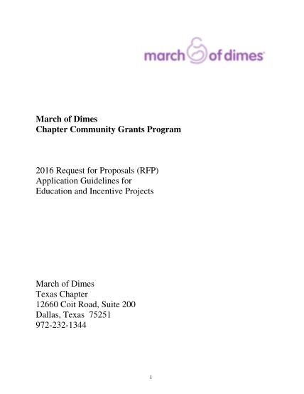 101691500-march-of-dimes-chapter-community-grants-program-2016-request-for-proposals-rfp-application-guidelines-for-education-and-incentive-projects-march-of-dimes-texas-chapter-12660-coit-road-suite-200-dallas-texas-75251-9722321344-1-i