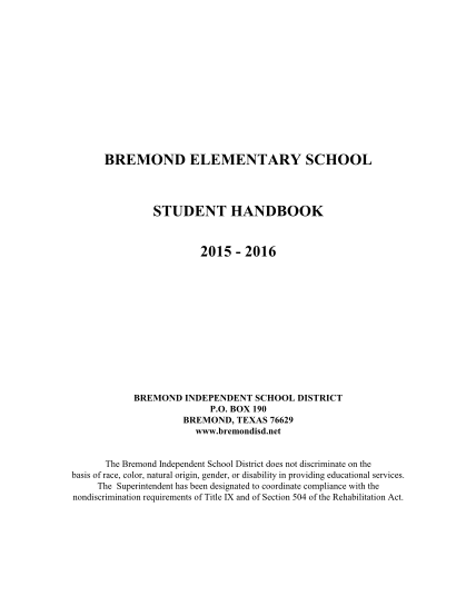 101976847-2015-2016-elementary-handbook-bremond-isd-bremondisd