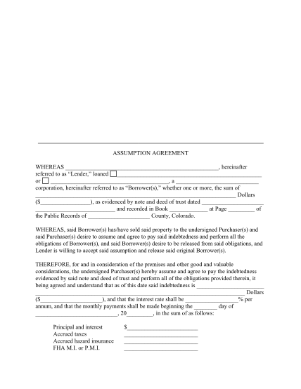 18 Loan Assumption Agreement Form Free To Edit Download Print 