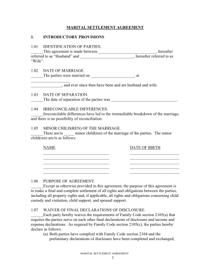 45 California Marital Settlement Agreement Notarized - Free To Edit 