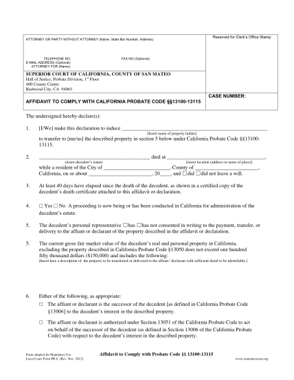 18 California Probate Form 13100 Free To Edit Download And Print Cocodoc 9317