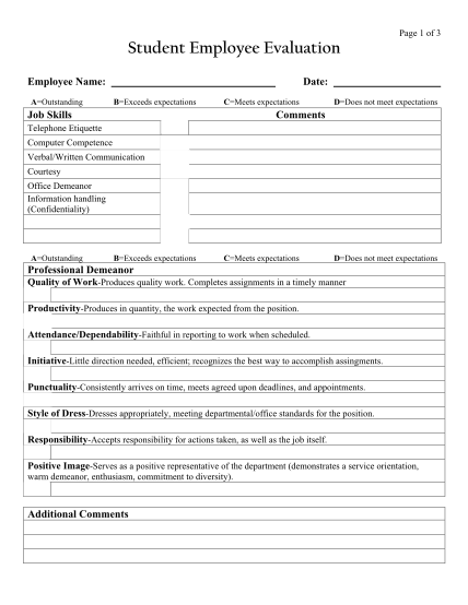 102745952-page-1-of-3-student-employee-evaluation-employee-name-aoutstanding-date-bexceeds-expectations-cmeets-expectations-job-skills-ddoes-not-meet-expectations-comments-telephone-etiquette-computer-competence-verbalwritten-communication-rcc