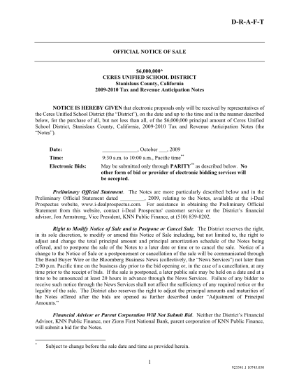 103152215-official-notice-of-sale-ceres-2009-10-trans-ii-board-of-trustees