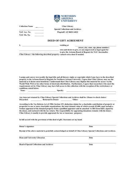 103300787-deed-of-gift-agreement-cline-library-northern-arizona-university-library-nau