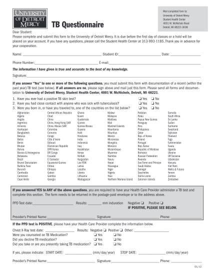 103555877-student-tb-questionnaire-pdf-university-of-detroit-mercy-udmercy