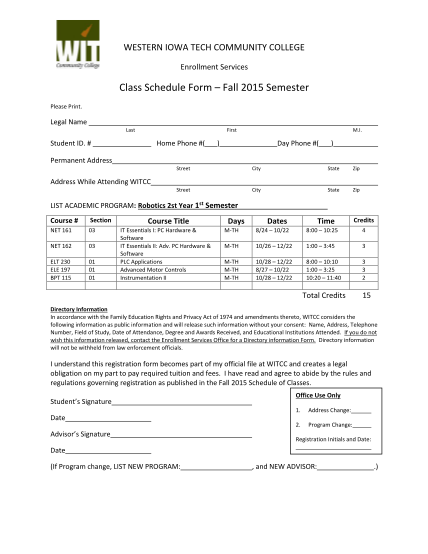 104018078-class-schedule-form-fall-2015-semester-western-iowa-tech-witcc
