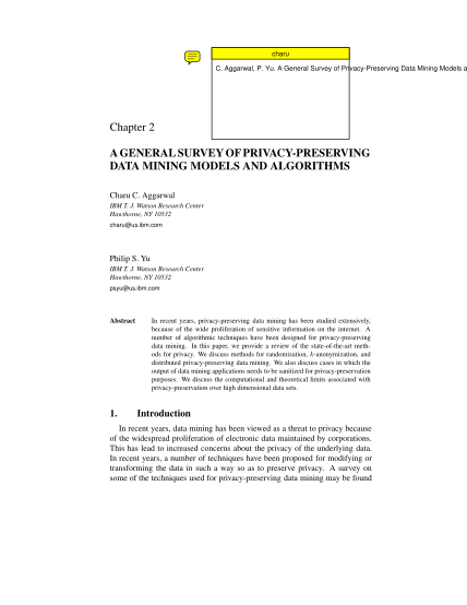 104451130-chapter-2-a-general-survey-of-privacy-charu-aggarwal-charuaggarwal