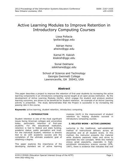 104824448-2012-proceedings-of-the-information-systems-educators-conference-new-orleans-louisiana-usa-issn-21671435-v29-n1935-active-learning-modules-to-improve-retention-in-introductory-computing-courses-lissa-pollacia-lpollaci-ggc-proc-isecon