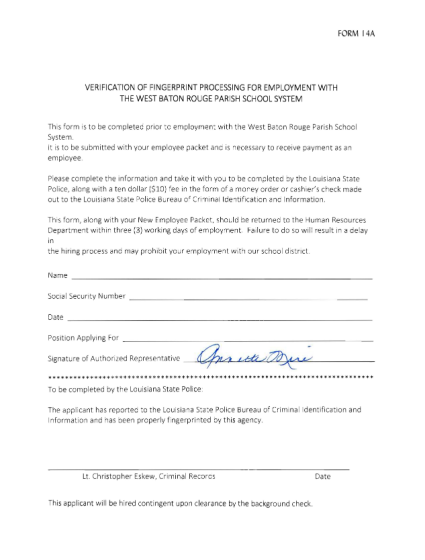104843190-form-14a-verification-of-fingerprint-processing-for-employment-with-the-west-baton-rouge-parish-school-system-this-form-is-to-be-completed-prior-to-employment-with-the-west-baton-rouge-parish-school-system