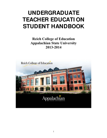 105014844-undergraduate-teacher-education-student-handbook-reich-college-of-education-appalachian-state-university-20132014-1-undergraduate-teacher-education-student-handbook-reich-college-of-education-appalachian-state-university-office-of-the