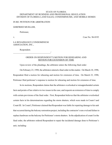 105125576-state-of-florida-department-of-business-and-professional-regulation-division-of-florida-land-sales-condominiums-and-mobile-homes-in-re-petition-for-arbitration-gerfried-mueller-petitioner-v-bpr-state-fl