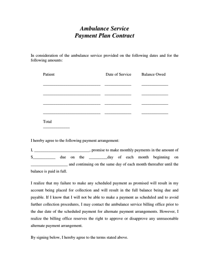 105369050-ambulance-service-payment-plan-contract