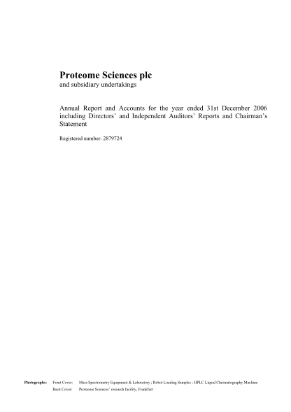 106158898-annual-report-and-accounts-2006-proteome-sciences