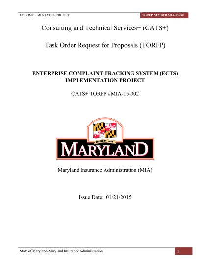 106295001-cats-torfp-enterprise-compliant-tracking-system-mia-15-002-cats-torfp-enterprise-compliant-tracking-system-mia-15-002-doit-maryland