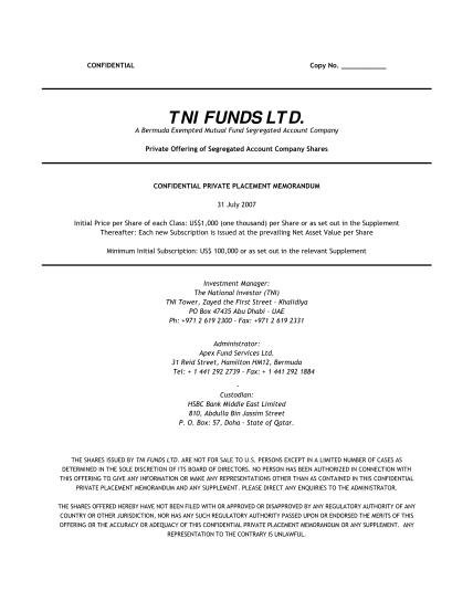 106541083-open-ended-fund-private-placement-memorandum-submitted-and-revised-by-james-keyes-3152001-open-ended-fund-private-placement-memorandum-submitted-and-revised-by-james-keyes-3152001-tni