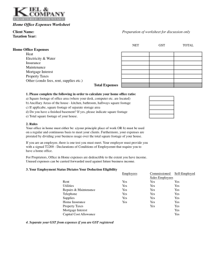 107020133  Home Office Expenses Worksheet  X 01 