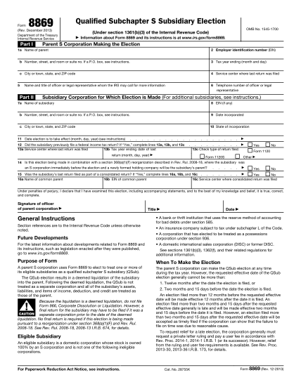 107651975-form-8869-rev-december-2013-qualified-subchapter-s-subsidiary-election-irs