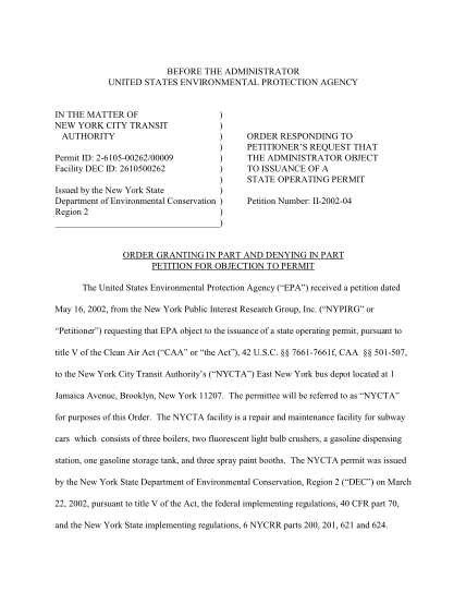 108734631-new-york-transit-authority-order-granting-in-part-and-denying-in-part-petition-for-objection-to-permit-this-document-is-part-of-the-title-v-petition-database