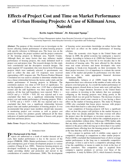 109359141-effects-of-project-cost-and-time-on-market-performance-of-urban-housing-projects-international-journal-of-scientific-and-research-publications-volume-4-issue-1-january-2014