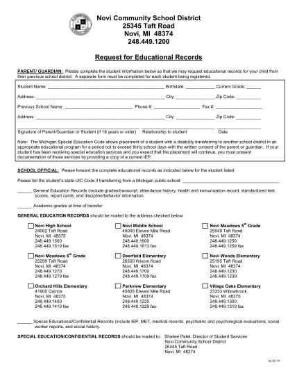 111301528-request-for-educational-records-novi-community-schools
