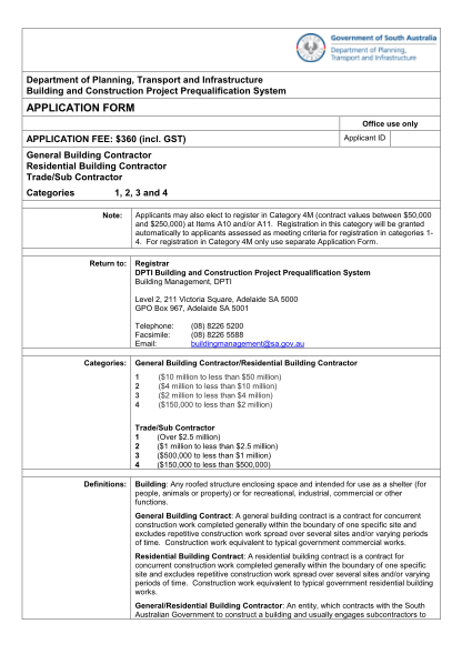 114260779-department-of-planning-transport-and-infrastructure-building-and-construction-project-prequalification-system-application-form-office-use-only-applicant-id-application-fee-360-incl