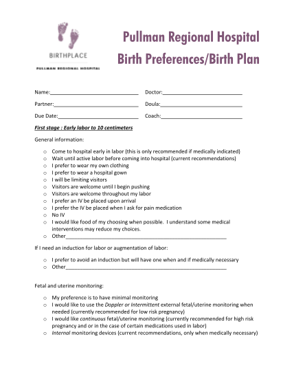 23 birth plan checklist - Free to Edit, Download & Print | CocoDoc