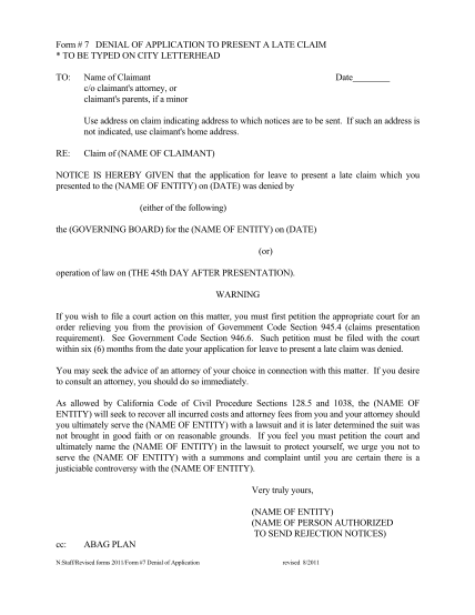 115383-form_7_denial_l-ate_claim-form-7-rejection-of-application-to-present-a-late-claim-california-application-forms-plan-abag-ca