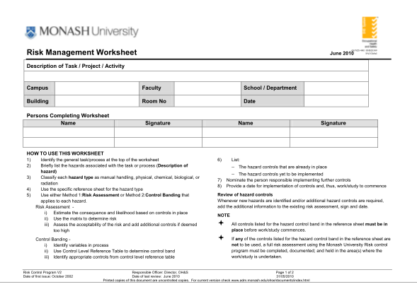 117012943-risk-management-worksheet-monash-university-ecse-monash-edu