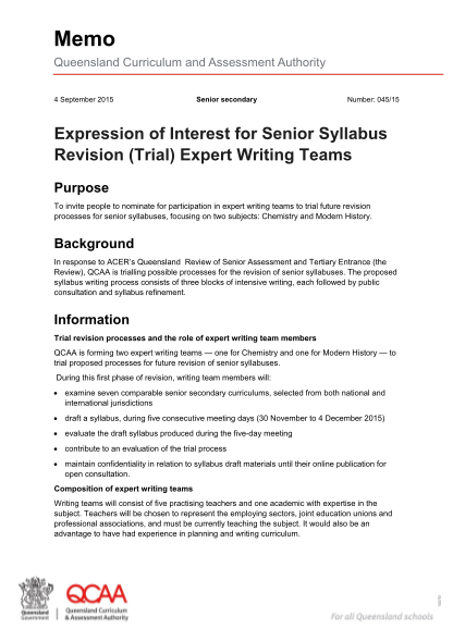 117185570-senior-secondary-memo-04515-to-invite-people-to-nominate-for-participation-in-expert-writing-teams-to-trial-future-revision-processes-for-senior-syllabuses-focusing-on-two-subjects