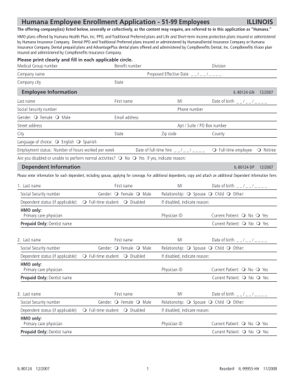 1174642-fillable-humana-employee-enrollment-application-illinois-form
