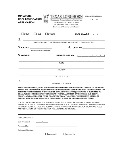 1176703-mtl_reclassific-ation_applicati-on-reclassification-application--texas-longhorn-breeders-association--various-fillable-forms-tlbaa