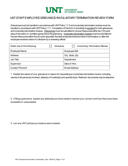 118381760-unt-employee-grievanceinvoluntary-termination-review-form