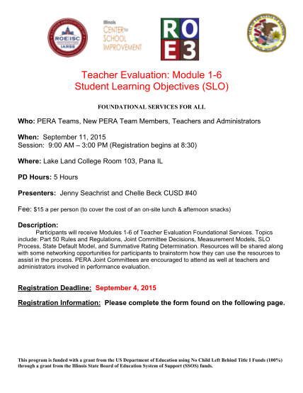 119530958-teacher-evaluation-module-16-student-learning-objectives-slo-foundational-services-for-all-who-pera-teams-new-pera-team-members-teachers-and-administrators-when-september-11-2015-session-900-am-300-pm-registration-begins-at