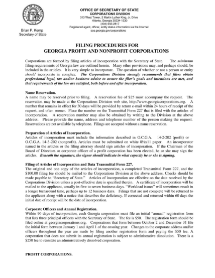 119720-filing_procedur-es_corp_2001-filing-procedures-for-georgia-profit-and-nonprofit-state-georgia-sos-georgia
