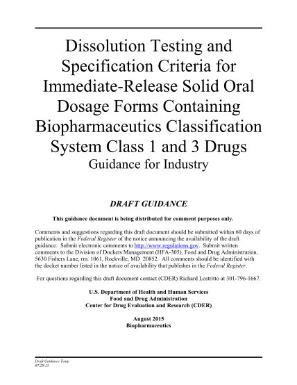 120813653-dissolution-testing-and-specification-criteria-for-immediate-release-solid-oral-dosage-forms-containing-biopharmaceutics-classification-system-class-1-and-3-drugs-guidance-for-industry-guidance-for-industry