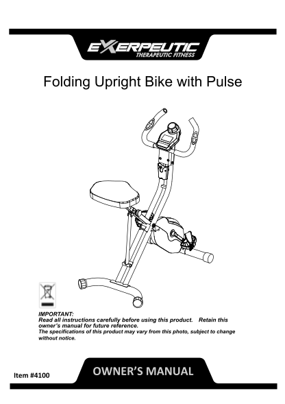 120914038-exerpeutic-500-xls-foldable-magnetic-upright-bike