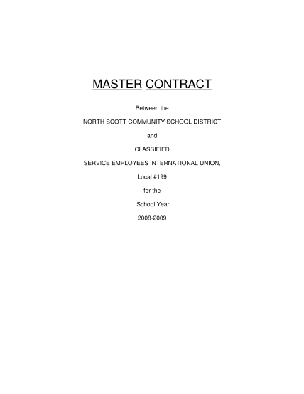 120936643-master-contract-between-the-north-scott-community-school-district-and-classified-service-employees-international-union-local-199-for-the-school-year-20082009-table-of-contents-page-article-i-recognition-and-definition-article-ii-griev