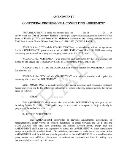 121897089-amendment-i-continuing-professional-consulting-agreement-this-amendment-is-made-and-entered-into-this-day-of-20-by-and-between-the-city-of-orlando-florida-a-municipal-corporation-existing-under-the-laws-of-the-state-of-florida-city