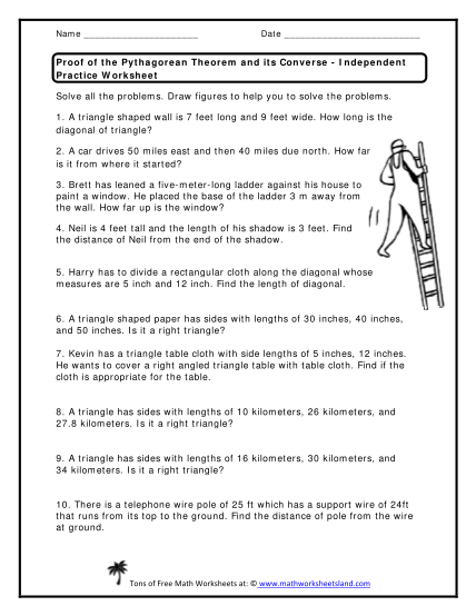 42 Pythagorean Theorem Word Problems Independent Practice Worksheet Answer Key Worksheet For Fun